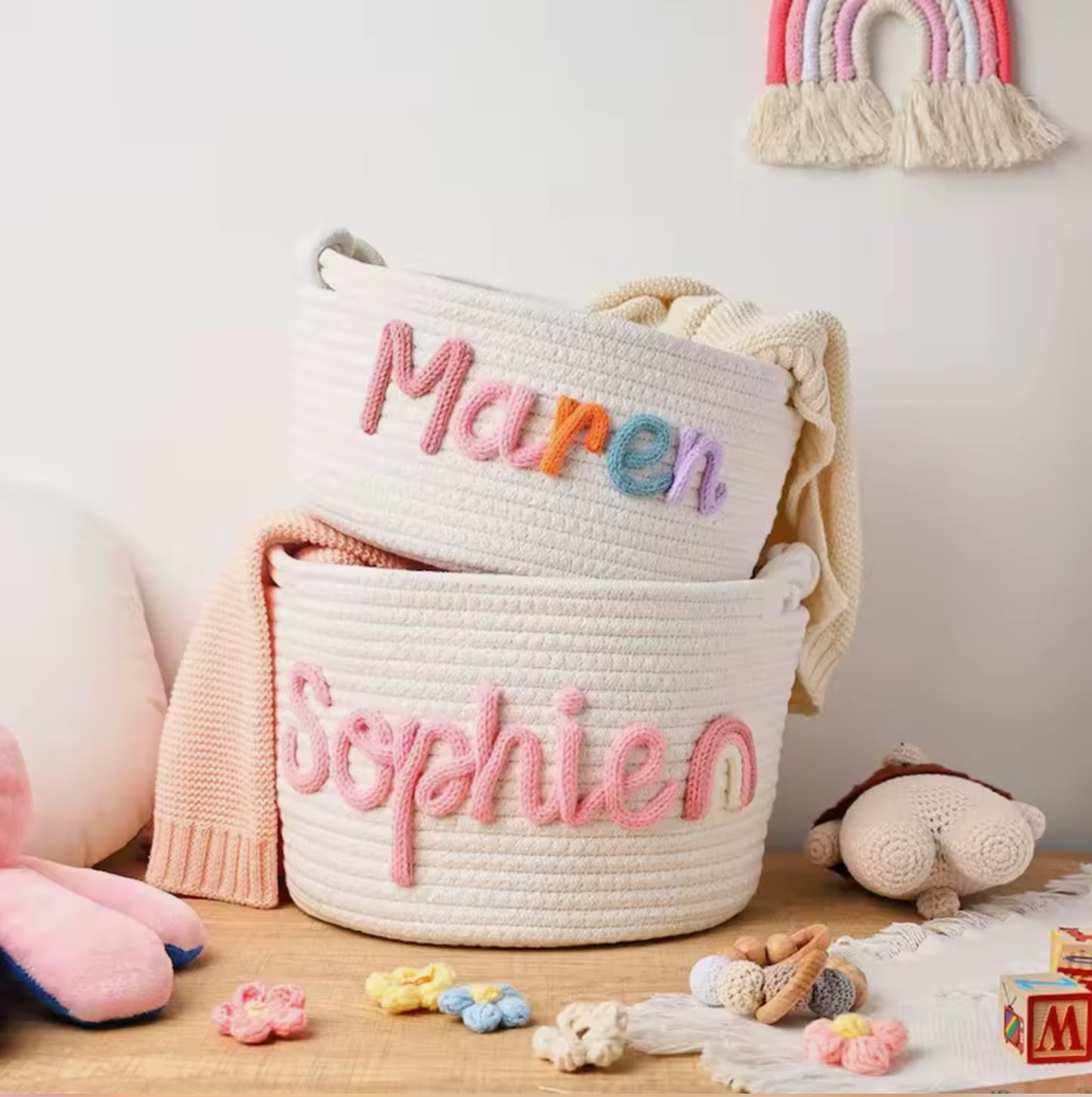 Panière de rangement en tricot personnalisée