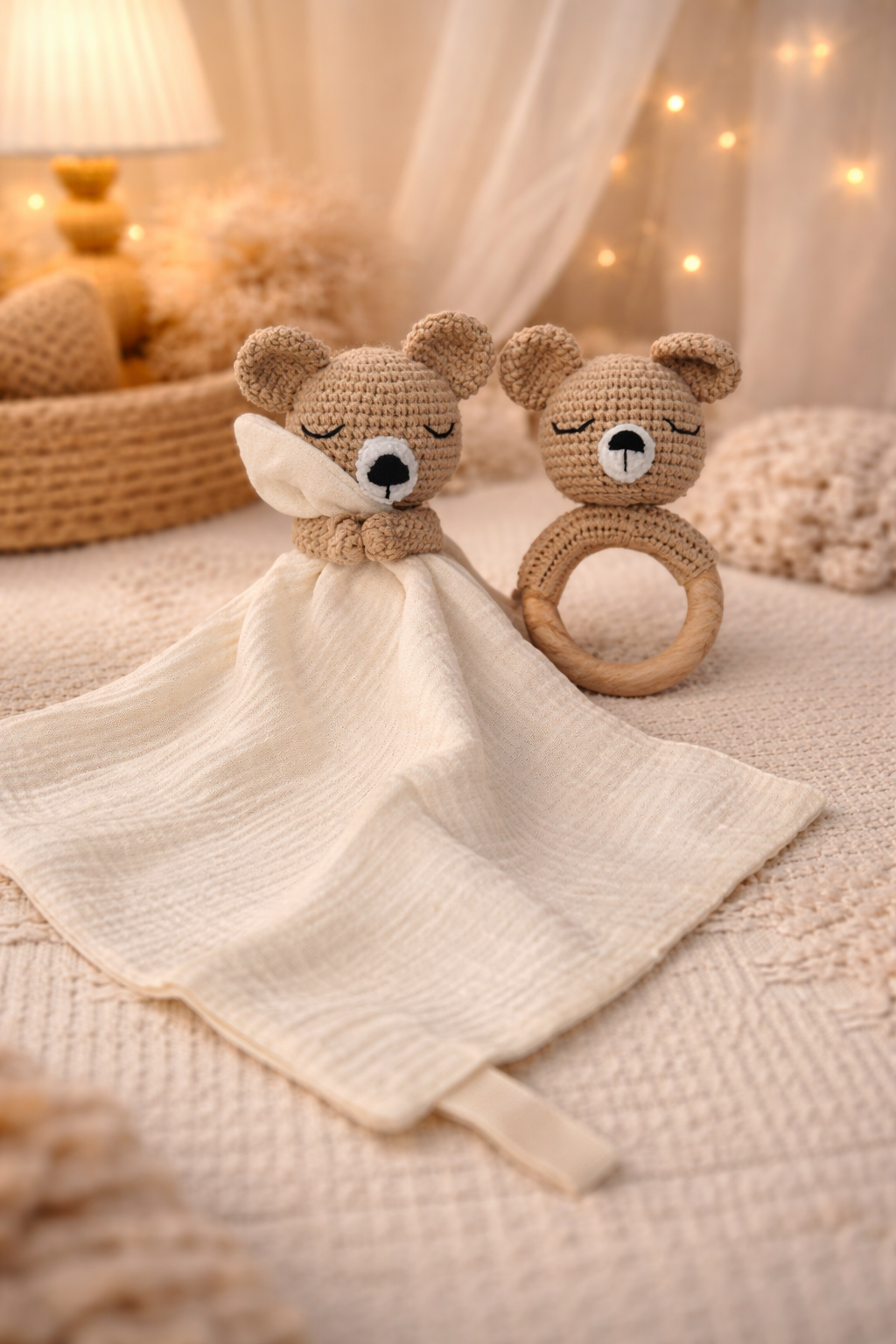 Doudou Animal + Hochet OFFERT 🎁