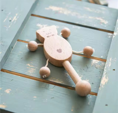 Caja de juguetes de madera natural para bebés – Sonajeros y juguetes de estimulación temprana