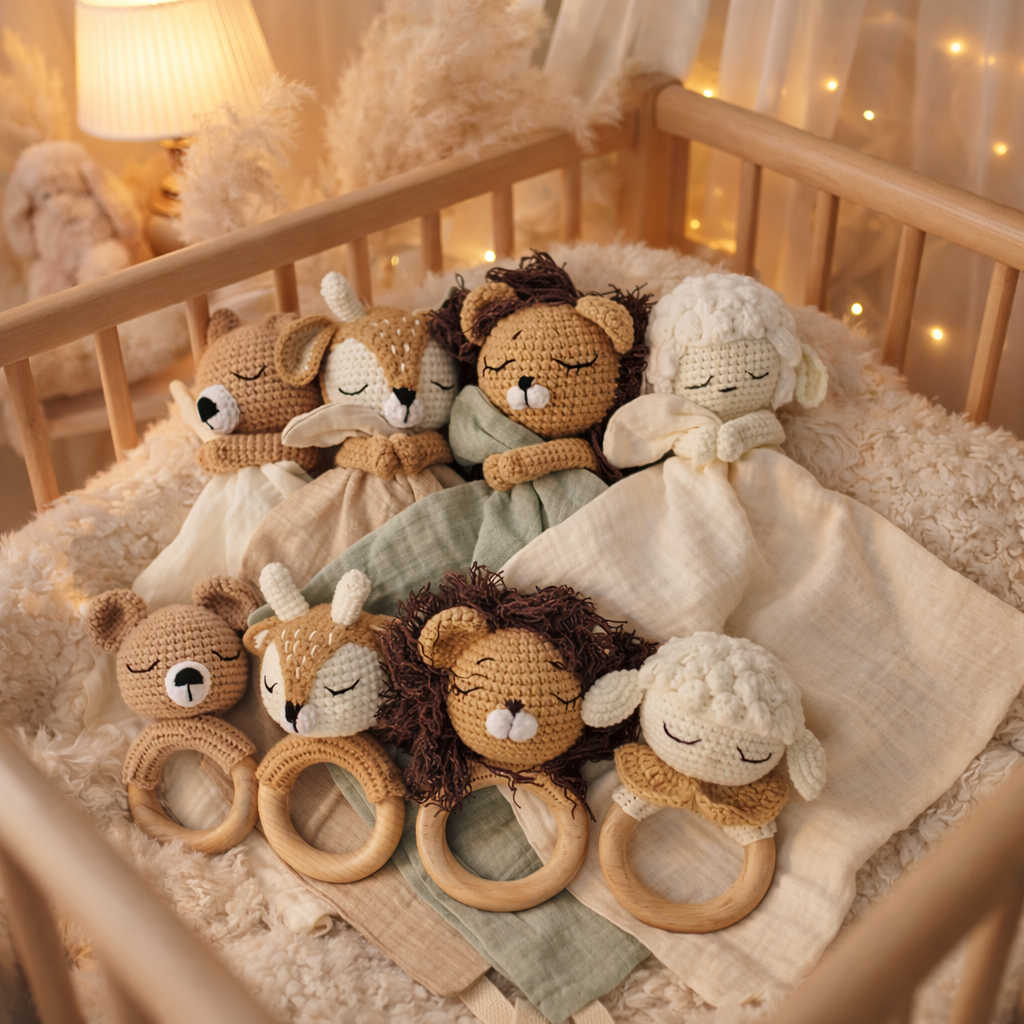 Doudou Animal + Hochet OFFERT 🎁