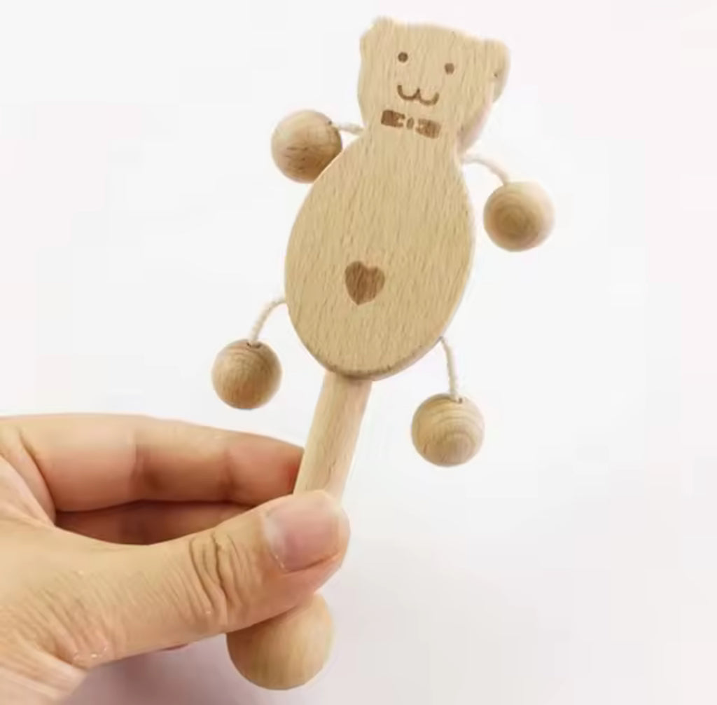 Sonajero de madera personalizado para bebé – Regalo de nacimiento único