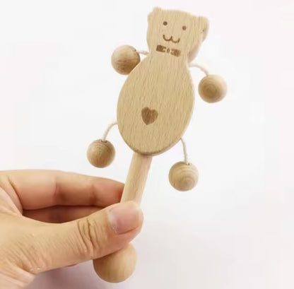 Sonajero de madera personalizado para bebé – Regalo de nacimiento único