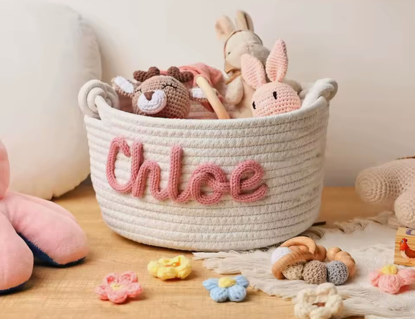 Panière de rangement en tricot personnalisée