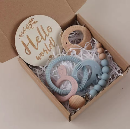 Coffret bébé anneaux de dentition et attache-sucette