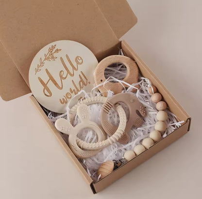 Coffret bébé anneaux de dentition et attache-sucette