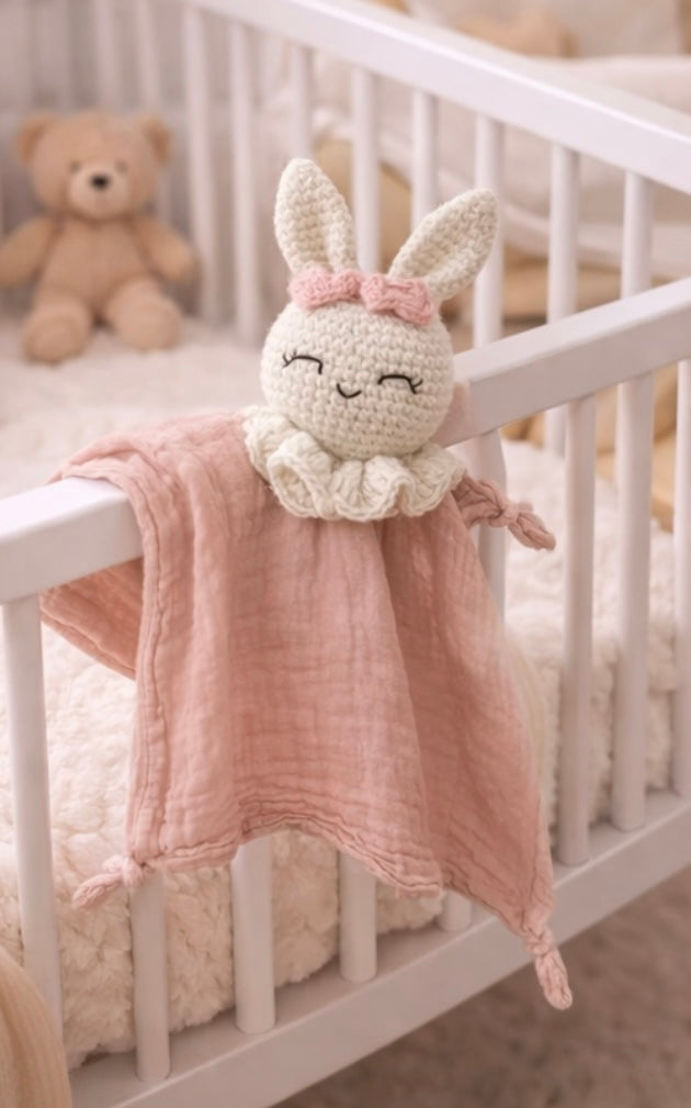 Doudou Conejo de Ganchillo con Muselina – Tierno Compañero