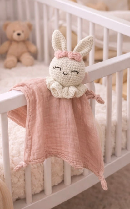 Doudou Conejo de Ganchillo con Muselina – Tierno Compañero