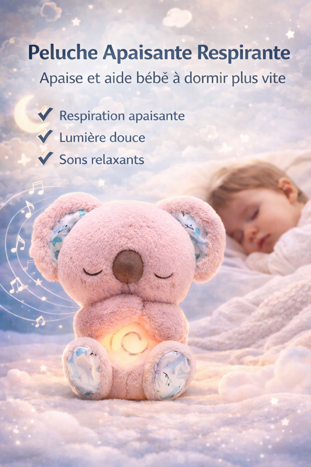 Peluche Calmidoo respirante –  guide du sommeil OFFERT 🎁
