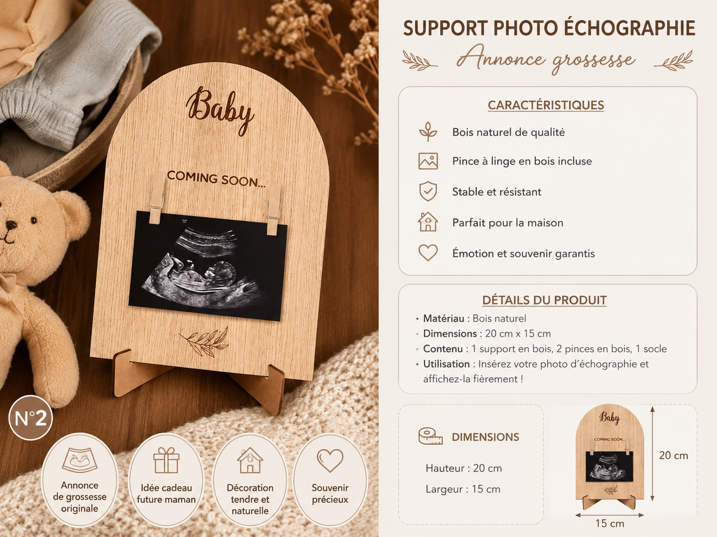 Soporte para fotos de ecografía de bebé – anuncio de embarazo