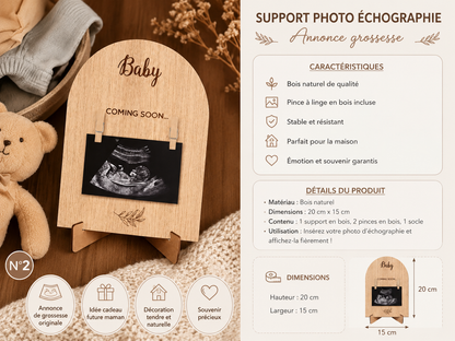 Soporte para fotos de ecografía de bebé – anuncio de embarazo
