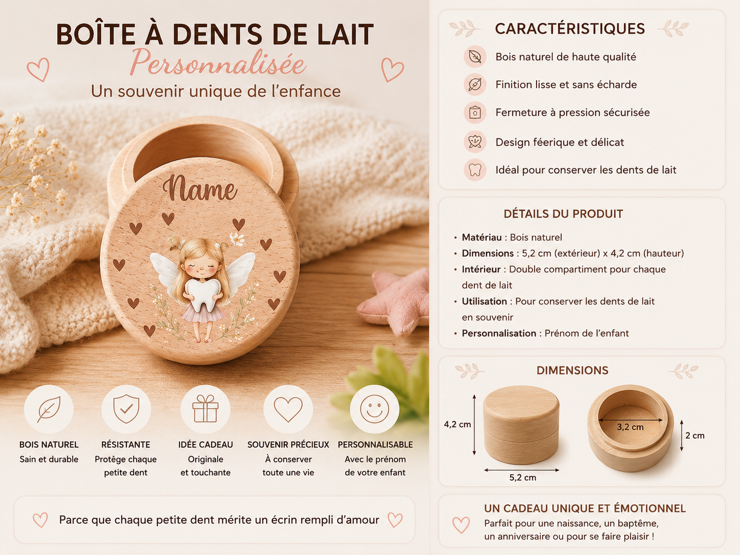 Caja de dientes de leche personalizada – Un recuerdo único de la infancia